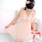 59 Seconds - Flutter-Sleeve Butterfly Print Dress
