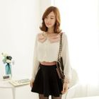 SUVINSHOP - Contrast-Trim Chiffon Blouse
