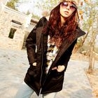 Ando Store - Faux Fur Trim Appliqué Hooded Jacket