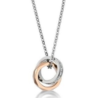 Kenny & co. - Ip Rose Gold and steel Geometry rhombus double ring with crystal pendant with necklace