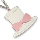 Sweet & Co. - XL Sweet Mirror Pink Hatter Ribbon Silver Long Necklace