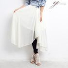 yeomong - Asymmetric-Hem Chiffon Maxi Skirt