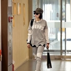 REDOPIN - Set: Scallop-Hem Sweatshirt + Drawstring-Waist Sweatpants