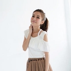 eFashion - Asymmetric-Shoulder Ruffled Top