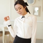 pinkycat - Detachable Bow-Accent Ruffle-Trim Blouse