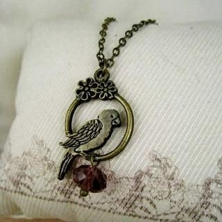 Copper Parrot Crystal Necklace