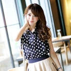 Tokyo Fashion - Polka Dot Sleeveless Shirt with Cord