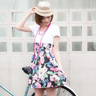 Short-Sleeve Floral Print Dress Short-Sleeve Floral Print Dress