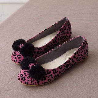 Pompom Leopard Print Flats Pompom Leopard Print Flats