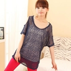 ZOO - Set: Dotted Camisole + Cutaway-Sleeve Knit Top