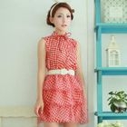 Angel Love - Tie-Front Check Ruffled Dress