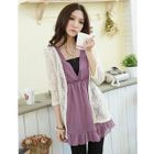 Tokyo Fashion - Set: Sleeveless Chiffon Tunic + Lace Cardigan + Bandeau Top