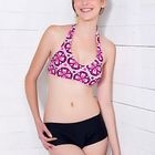 NEWS - Printed Bow Front Halter with Black Boyleg Pant