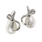 Briolette - Rhinestone Bow Accent Faux-Pearl Earrings