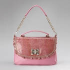 Moonbasa - Rhinestone-Detail Frilled Flap Shoulder Bag