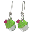 Sweet & Co. - Sweet Glitter Green Mirror Cupcake Silver Earrings