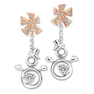18K Red White Gold Diamond Snowman Earrings 18K Red White Gold Diamond Snowman Earrings