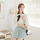 SUVINSHOP - Lace-Trim Collar Chiffon Blouse