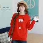 CLICK - Brushed Fleece Appliqué-Detail Pullover