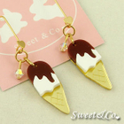 Sweet & Co. - Chocolate Ice Cream Charm Crystal Gold Earrings