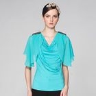 O.SA - Embellished Cape-Shoulder Cowlneck Top