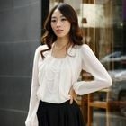 STYLEKELLY - Long-Sleeve Pleated Chiffon Blouse