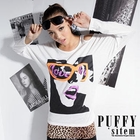 PUFFY - Asymmetric Shoulder Print T-Shirt
