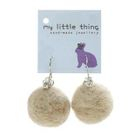 MyLittleThing - Camel Felt Wool Ball Ball Stone Earrings