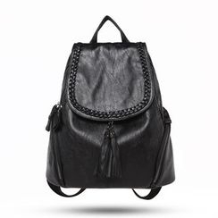 AIDO - Tasseled Genuine Leather Backpack AIDO - Tasseled Genuine Leather Backpack