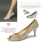 MODELSIS - Open-Toe Glittered Pumps (2 Designs)