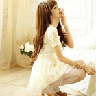 Tokyo Fashion - Short-Sleeve Beaded Lace Dress