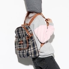 HARU - Faux-Leather Accent Plaid Backpack