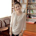 CLICK - 3/4 Sleeve Chiffon Overlay Top