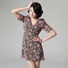 SARAH - V-Neck Floral Chiffon Dress