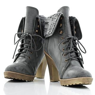 Fold-Over Lace-Up Ankle Boots Fold-Over Lace-Up Ankle Boots