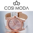 COSI MODA - Stainless Steel Genuine Leather Strap Watch with Cubic Zirconia COSI MODA - Stainless Steel Genuine Leather Strap Watch with Cubic Zirconia