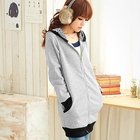 E.F.Shop - Leopard-Print-Trim Long Hoodie