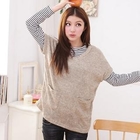 D.P-Shop - Set: V-Neck Knit Top + Striped Long Sleeve Top