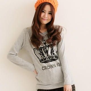 Crown-Print Studded Top