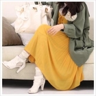 ODDmully - Pleated Chiffon Midi Dress