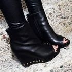 iGirl - Peep-Toe Studded Wedge Ankle Boots