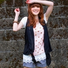 Tokyo Fashion - Set: Open Vest + Inset Dotted Top T-Shirt