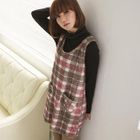 A-SO-BI - Dual-Pocket Plaid Jumper Dress
