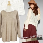 Click Japan - Dolman-Sleeve Open-Knit Top