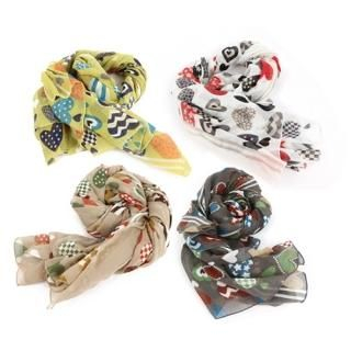 Heart-Print Chiffon Scarf