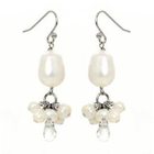 Keleo - Silver clear quartz, pearl earrings