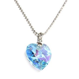 Charming Necklace with Swarovski Sparkling Crystal (Sparkling Light Blue Heart)