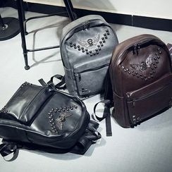 SUNMAN - Studded Faux Leather Backpack SUNMAN - Studded Faux Leather Backpack