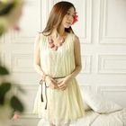 Tokyo Fashion - Lace-Panel Sleeveless Chiffon Dress