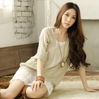 Tokyo Fashion - Pointelle-Knit Lace-Hem Tunic
